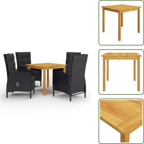 Sedie da pranzo reclinabili - vidaXL Set Mobili da Pranzo per Giardino 5 pz Nero - Cuscini per seduta