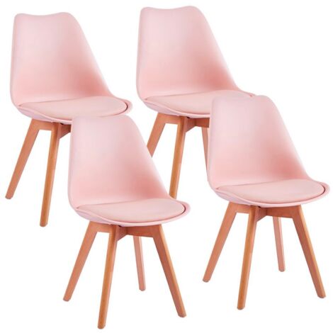 Sedie da pranzo rosa con cuscino e gambe legno - Candice
