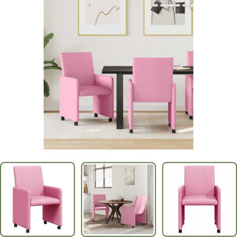 Sedie da pranzo rosa -  Sedie da Pranzo con Ruote 2 pcs Rosa 57 x 66 x 94 cm Tessuto