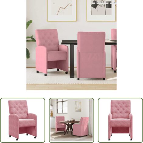 Sedie da pranzo rosa -  Sedie da Pranzo con Ruote 2 pcs Rosa 58 x 67 x 97 cm Velluto
