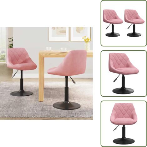 Sedie da pranzo rosa - vidaXL Sedie da Pranzo Girevoli 2 pz Rosa in Velluto - Sedie da pranzo con rotazione a 360 gradi
