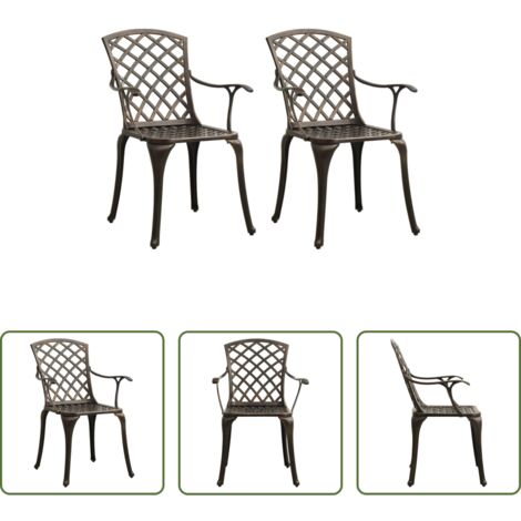 Sedie da pranzo -  Sedie da Giardino 2 pz in Alluminio Pressofuso Bronzo