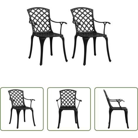 Sedie da pranzo -  Sedie da Giardino 2 pz in Alluminio Pressofuso Nero