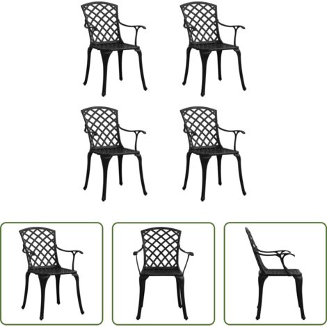 Sedie da pranzo -  Sedie da Giardino 4 pz in Alluminio Pressofuso Nero