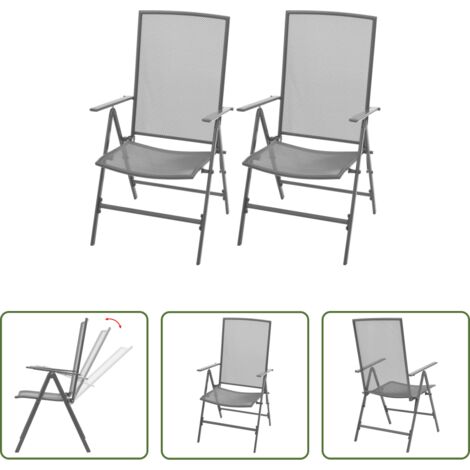 Sedie da pranzo -  Sedie da Giardino Impilabili 2 pz in Acciaio Grigio