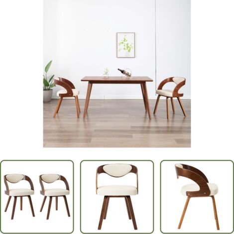 Sedie da pranzo -  Sedie da Pranzo 2 pz in Legno Curvato e Similpelle Crema