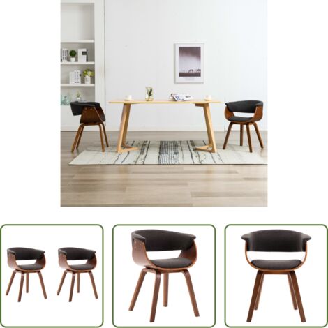 Sedie da pranzo -  Sedie da Pranzo 2 pz Legno Curvato e Tessuto Grigio