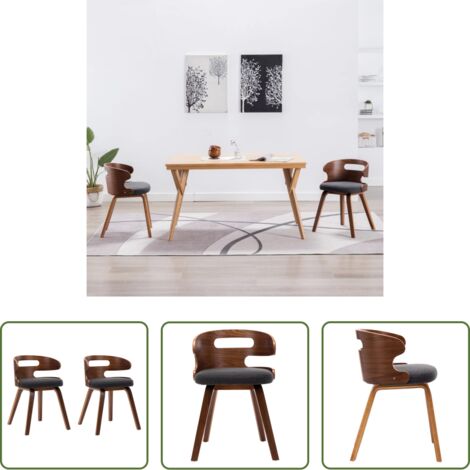 Sedie da pranzo -  Sedie da Pranzo 2 pz Legno Curvato e Tessuto Grigio Scuro