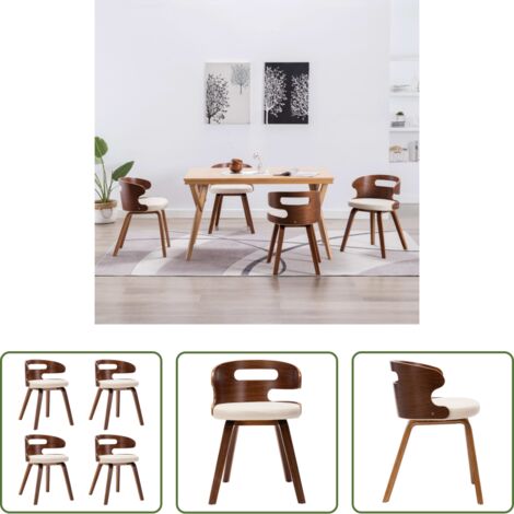 Sedie da pranzo -  Sedie da Pranzo 4 pz in Legno Curvato e Similpelle Crema