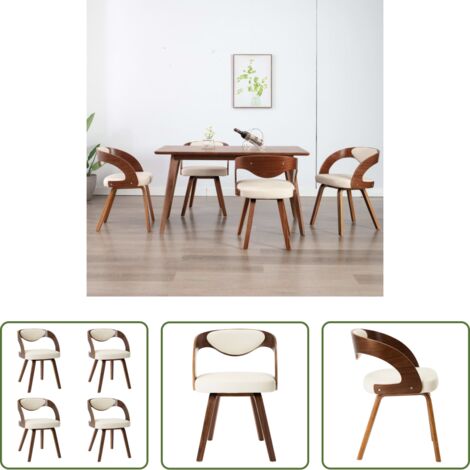 Sedie da pranzo -  Sedie da Pranzo 4 pz in Legno Curvato e Similpelle Crema