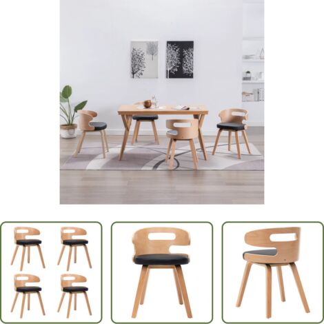 Sedie da pranzo -  Sedie da Pranzo 4 pz Nere in Legno Piegato e Similpelle
