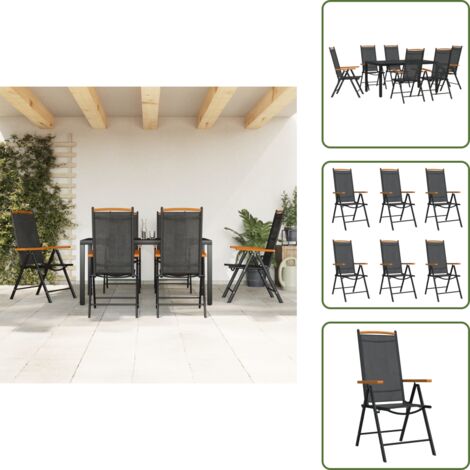 Sedie da pranzo - vidaXL Set da Pranzo da Giardino 7 pz Nero in Alluminio - Alluminio