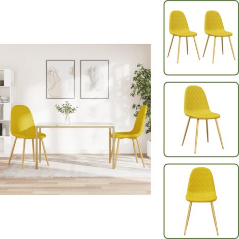 Sedie da soggiorno - vidaXL Sedie da Pranzo 2 pz Giallo Senape in Velluto - Sedie in ferro cromato