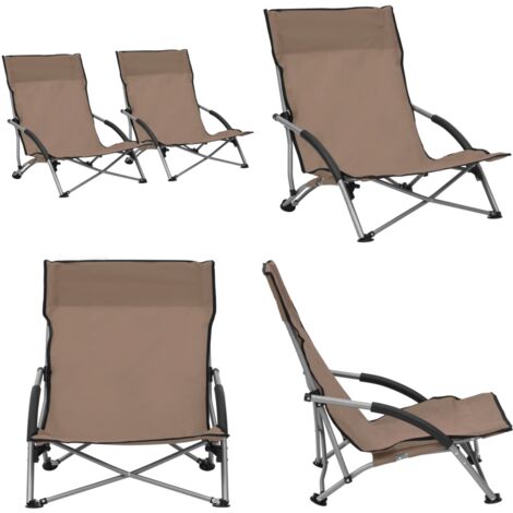 Sedie da Spiaggia Pieghevoli 2 pz in Tessuto Grigio Talpa - Sedie da esterno - Sedie pieghevoli