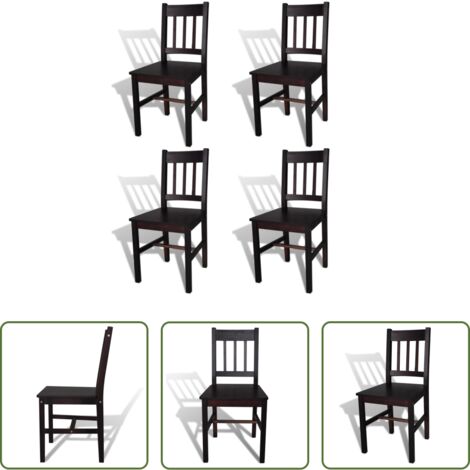 Sedie da tavola -  Sedie da Pranzo 4 pz Marrone Scuro in Legno di Pino