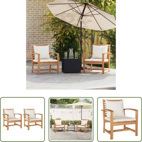 Sedie da terrazza -  Sedia con cuscino 2 Pezzo Marrone e Crema 65 x 60 x 76,5 cm