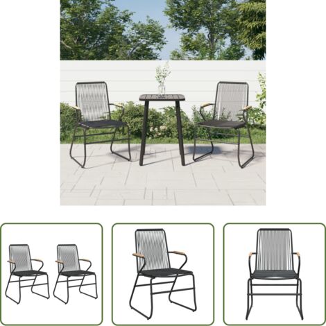 Sedie da terrazza -  Sedie da Giardino 2pz Nere 58x59x85,5 cm Rattan PVC