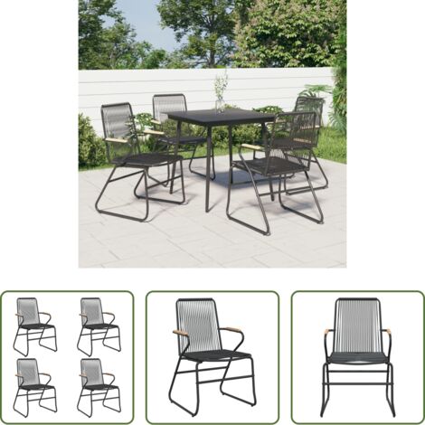 Sedie da terrazza -  Sedie da Giardino 4pz Nere 58x59x85,5 cm Rattan PVC