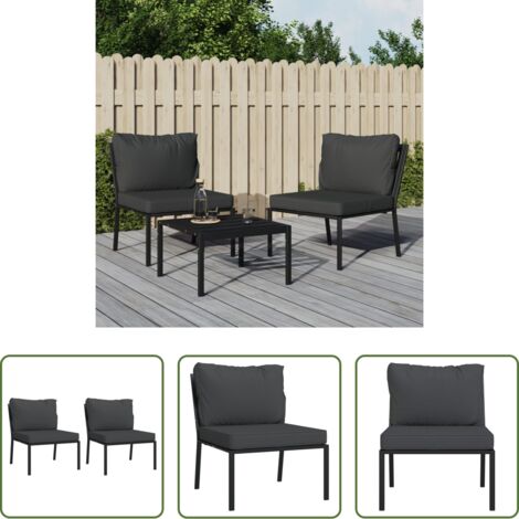 Sedie da terrazza -  Sedie da Giardino con Cuscini Grigi 2pz 60x74x79 cm Acciaio