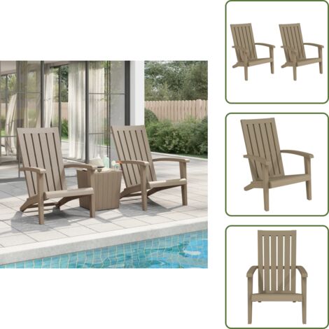 Sedie da terrazza - vidaXL Sedie Adirondack da Giardino 2 pz Polipropilene Marrone Chiaro - Sedie da balcone