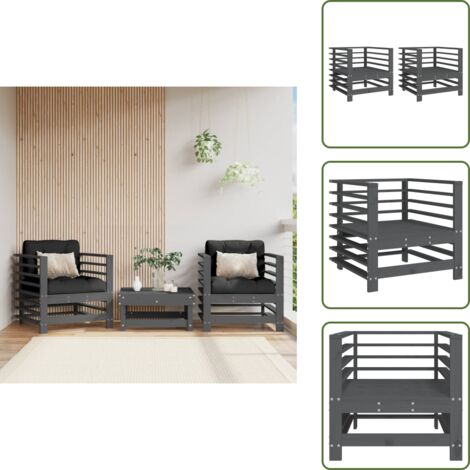 Sedie da terrazza - vidaXL Sedie da Giardino 2pz Grigie in Legno Massello Pino - Sedie da esterno