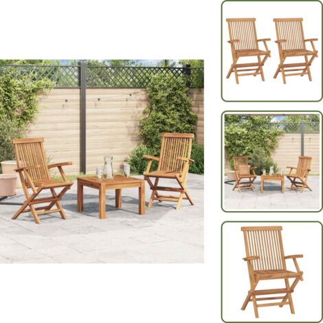 Sedie da terrazza - vidaXL Sedie da Giardino Pieghevoli 2 pz in Legno Massello di Teak - Sedie da patio