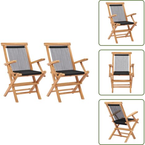 Sedie da terrazza - vidaXL Sedie da Giardino Pieghevoli 2pz Legno Massello di Teak e Corda - Sedie da patio