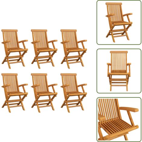 Sedie da terrazza - vidaXL Sedie da Giardino Pieghevoli 6 pz in Legno Massello di Teak - Sedie da patio