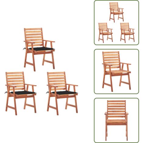 Sedie da terrazza - vidaXL Sedie da Pranzo da Esterni con Cuscini 3 pz Massello di Acacia - Sedie da patio
