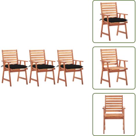 Sedie da terrazza - vidaXL Sedie da Pranzo da Esterni con Cuscini 3 pz Massello di Acacia - Sedie da patio