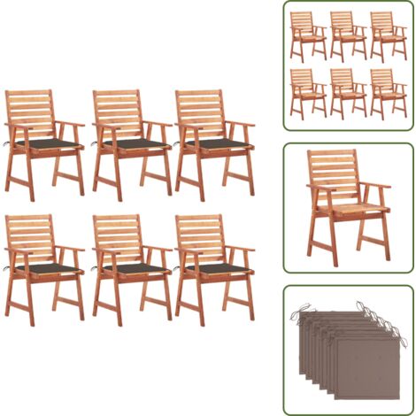 Sedie da terrazza - vidaXL Sedie da Pranzo da Esterni con Cuscini 6 pz Massello di Acacia - Sedie da patio