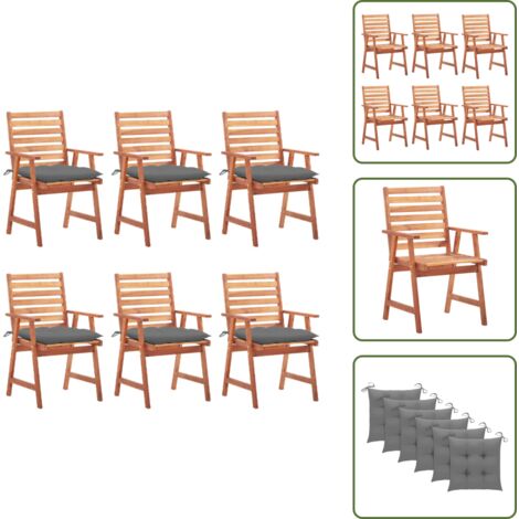 Sedie da terrazza - vidaXL Sedie da Pranzo da Esterni con Cuscini 6 pz Massello di Acacia - Sedie da patio