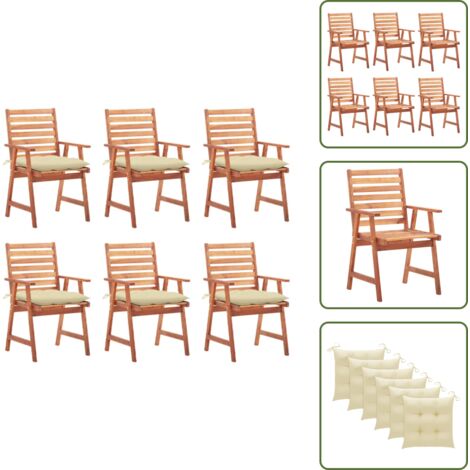 Sedie da terrazza - vidaXL Sedie da Pranzo da Esterni con Cuscini 6 pz Massello di Acacia - Sedie da patio