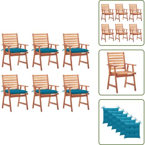 Sedie da terrazza - vidaXL Sedie da Pranzo da Esterni con Cuscini 6 pz Massello di Acacia - Sedie da patio