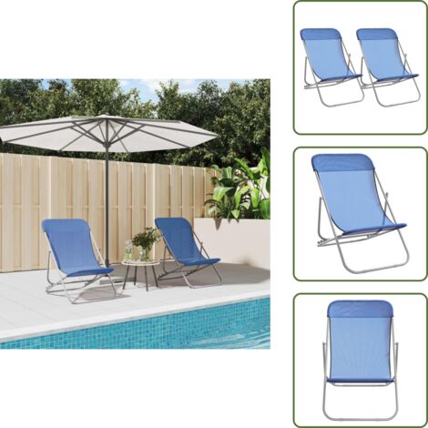 Sedie da terrazza - vidaXL Sedie Pieghevoli 2 pz Blu in Textilene e Acciaio Verniciato - Sedie da piscina