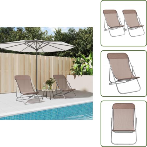 Sedie da terrazza - vidaXL Sedie Pieghevoli 2 pz Marroni in Textilene e Acciaio Verniciato - Sedie da piscina