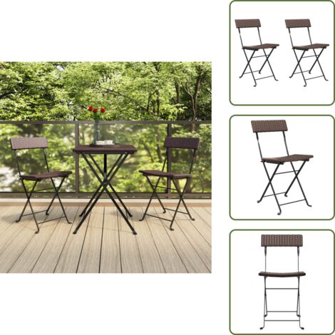 Sedie da terrazza - vidaXL Sedie Pieghevoli da Bistrò 2 pz Marroni Polyrattan e Acciaio - Sedie da esterno