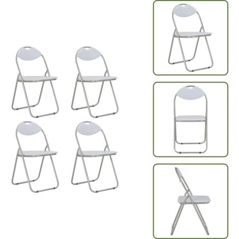 Sedie da ufficio - vidaXL Sedie da Pranzo Pieghevoli 4 pz Bianche in Similpelle - Sedie in acciaio