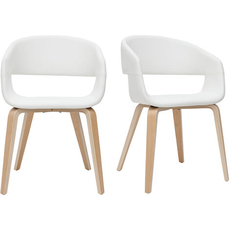 MILIBOO Sedie design in poliuretano bianco e base legno chiaro (set di 2) SLAM