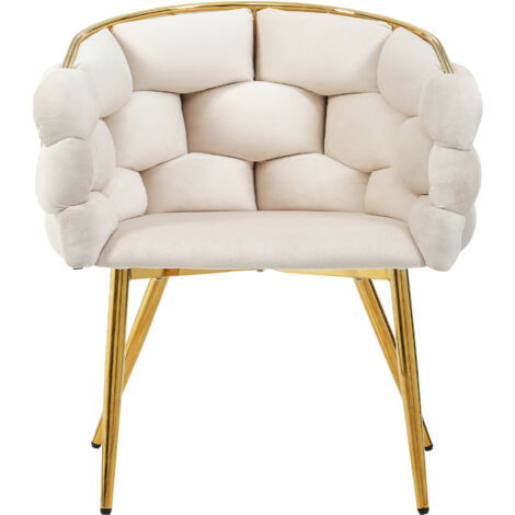 Sedie di lusso in velluto e Meta. Grande formato. Stile moderno. Piedini in metallo. Beige