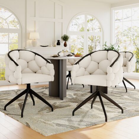 Sedie di velluto di lusso (4 pezzi), sedia girevole, rotazione a 360°, sedie da soggiorno, sedie da pranzo, sedie da trucco, sedie in stile moderno, sedie da pranzo con schienale, sedia ergonomica, se