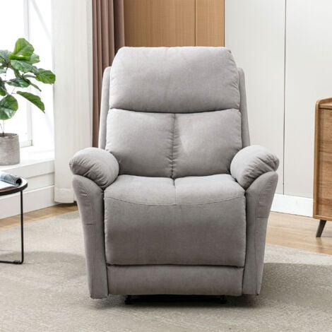 Sedie e lettini relax singoli, sedia TV, lettino estraibile, poltrona in pelle PU, lettino, sedia in stile, lettino manuale in pelle PU con poggiapiedi per soggiorno, XXL Grigio