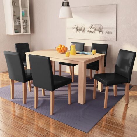en.casa] Tavolo da pranzo rovere bianco con 6 sedie nere 14x9cm sala da  pranzo set cucina