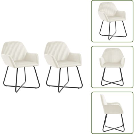 Sedie ergonomiche - vidaXL Sedie da Pranzo 2 pz Crema in Velluto - Sedie da pranzo in crema