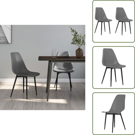 Sedie ergonomiche - vidaXL Sedie da Pranzo 2 pz Grigie in PP - Sedie minimaliste