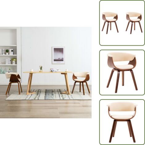 Sedie ergonomiche - vidaXL Sedie da Pranzo 2 pz in Legno Curvato e Similpelle Crema - Sedie da pranzo in legno curvato