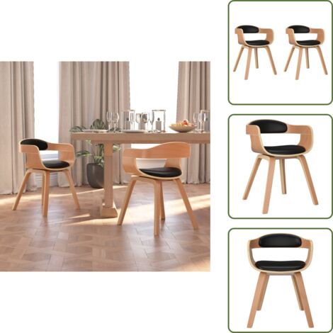 Sedie ergonomiche - vidaXL Sedie da Pranzo 2 pz Nere in Legno Curvato e Similpelle - Sedie da cucina