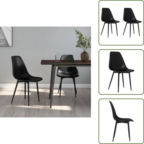 Sedie ergonomiche - vidaXL Sedie da Pranzo 2 pz Nere in PP - Sedie minimaliste