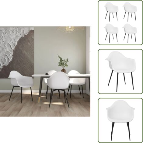 Sedie ergonomiche - vidaXL Sedie da Pranzo 4 pz Bianche in PP - Sedie minimaliste