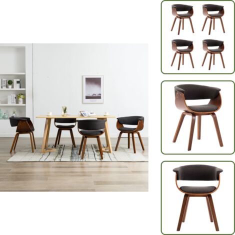 Sedie ergonomiche - vidaXL Sedie da Pranzo 4 pz Grigie in Legno Piegato e Tessuto - Sedie da pranzo in tessuto